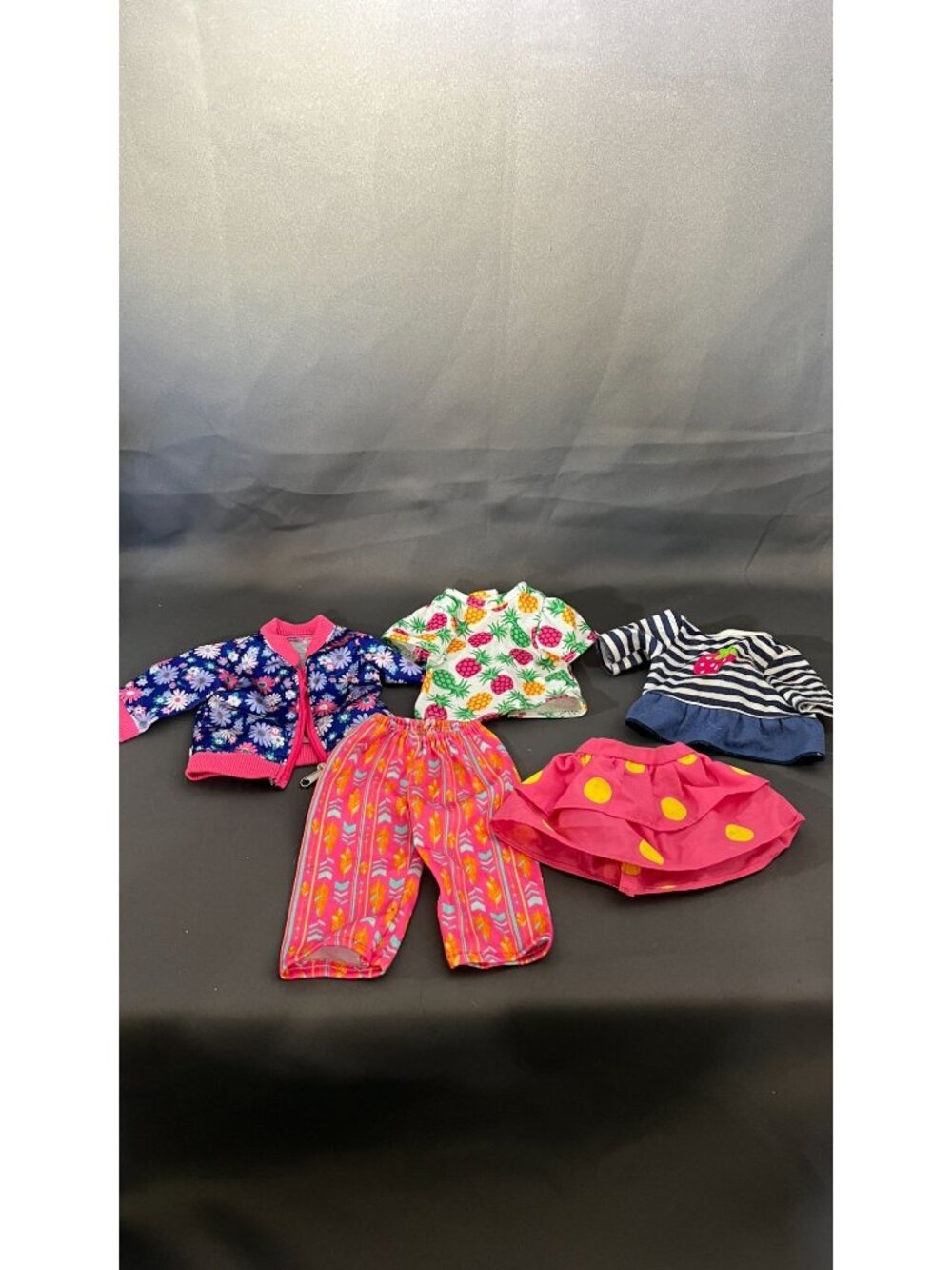 5 Assorted 18" Doll Clothes: Jacket Tops Pants & Skirt Variety